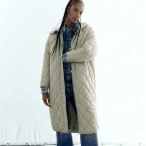NWT Zara OVERSIZED PUFFER COAT pastel green XS